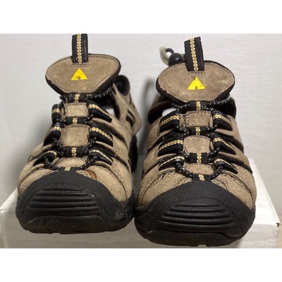 Airwalk Kids Sandals Size 2.5 Closed Toe Hiking Outdoor Shoes Tan Black Adjustab - Picture 2 of 12